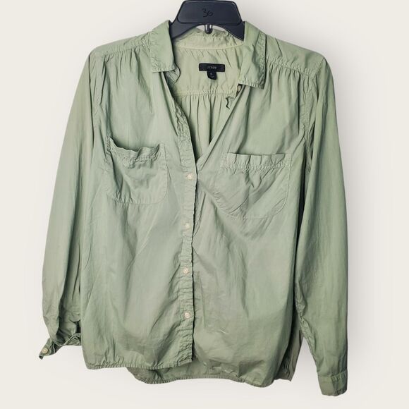 J. Crew Light Sage Green Button Down Shirt Size 6 - Picture 2 of 7